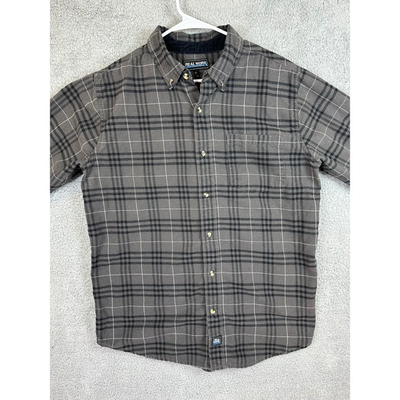 Other - Real Work Wear Ombre Check Plaid Button Down Shirt Mens Size Large Tall